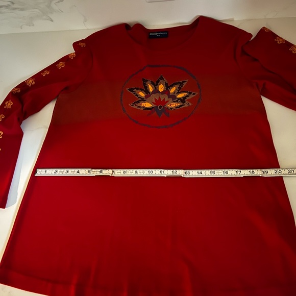 Vintage Y2K maternity collection, red graphic jersey knit top - Picture 9 of 12